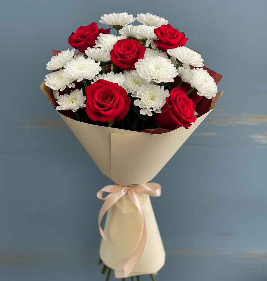 Букет цветов из: Розы и Хризантемы в Большая Глушица