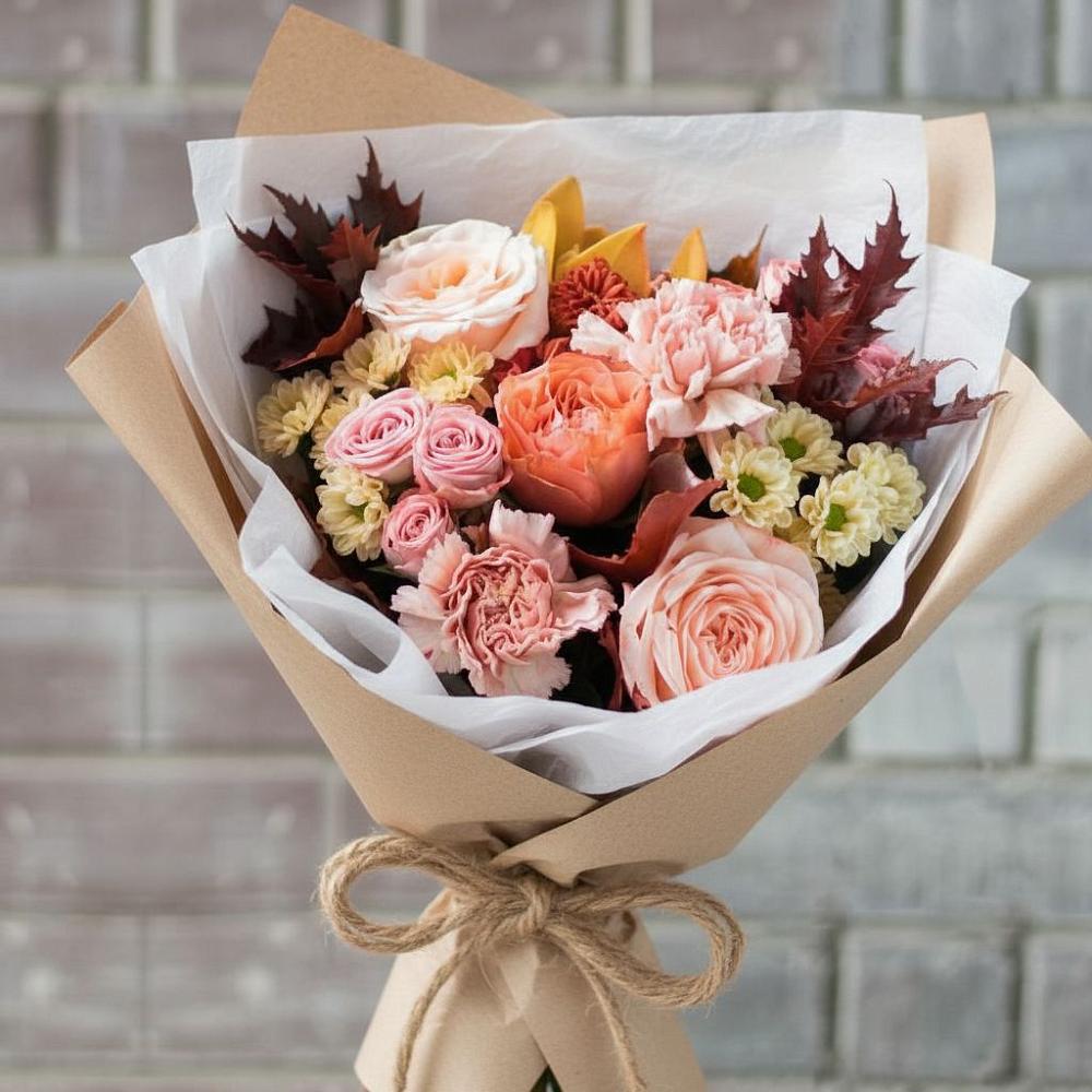 Букет цветов из: Гвоздики, Хризантемы и Розы в Большая Глушица