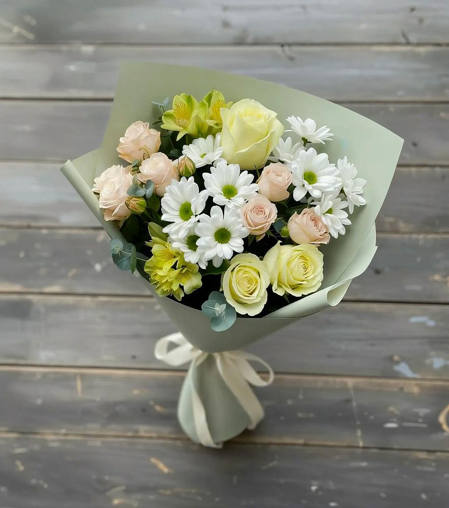 Букет цветов из: Альстромерии, Розы и Хризантемы в Большая Глушица