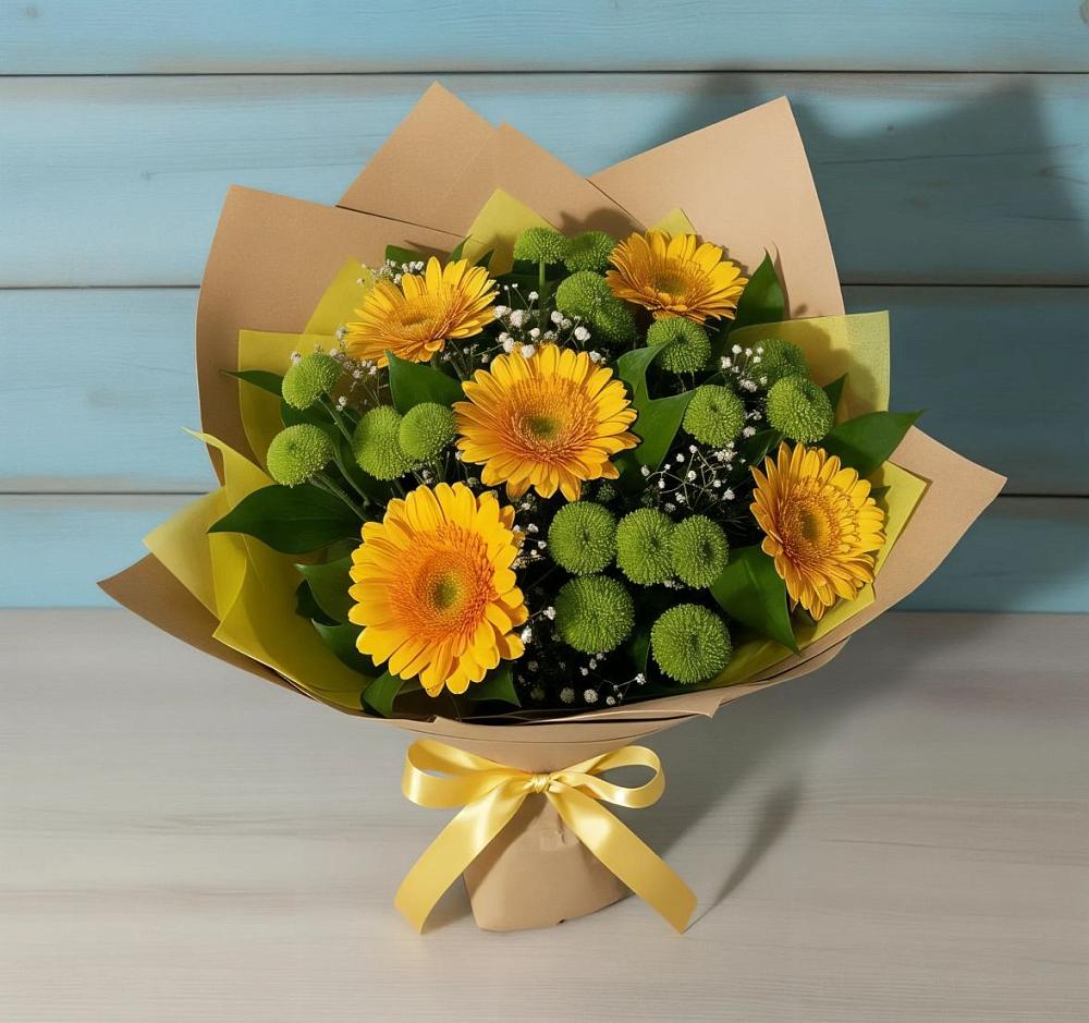 Букет цветов из: Герберы и Хризантемы в Большая Глушица