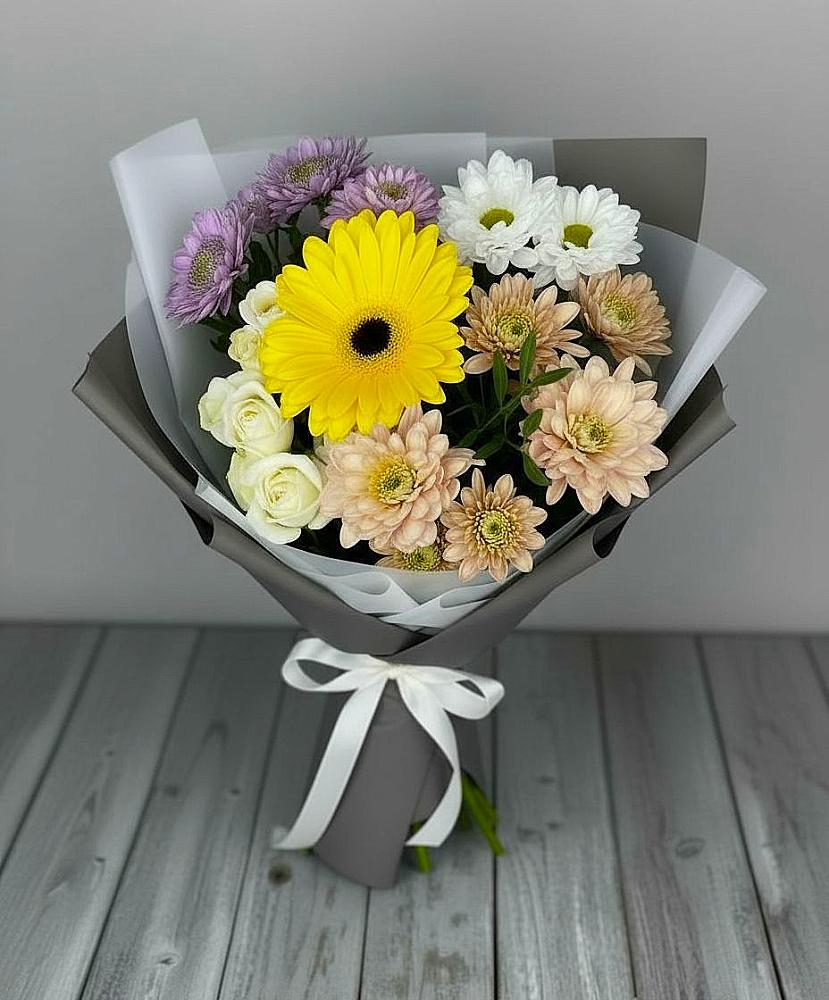 Букет цветов из: Розы, Герберы и Хризантемы в Большая Глушица