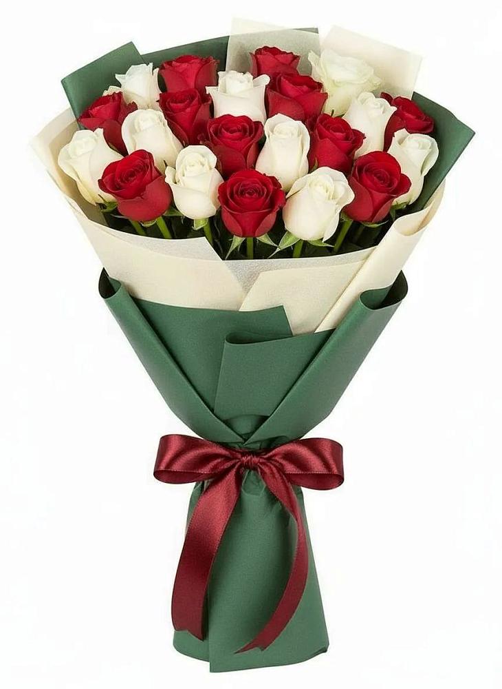 Букет Микс из красных и белых роз в Большая Глушица