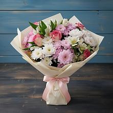 Букет цветов из:  Хризантемы, Альстромерии и Розы в Большая Глушица