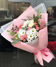 Букет цветов из:  Розы, Лизиантусы и Хризантемы в Большая Глушица