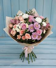 Букет цветов из:  Хризантемы, Розы и Альстромерии в Большая Глушица