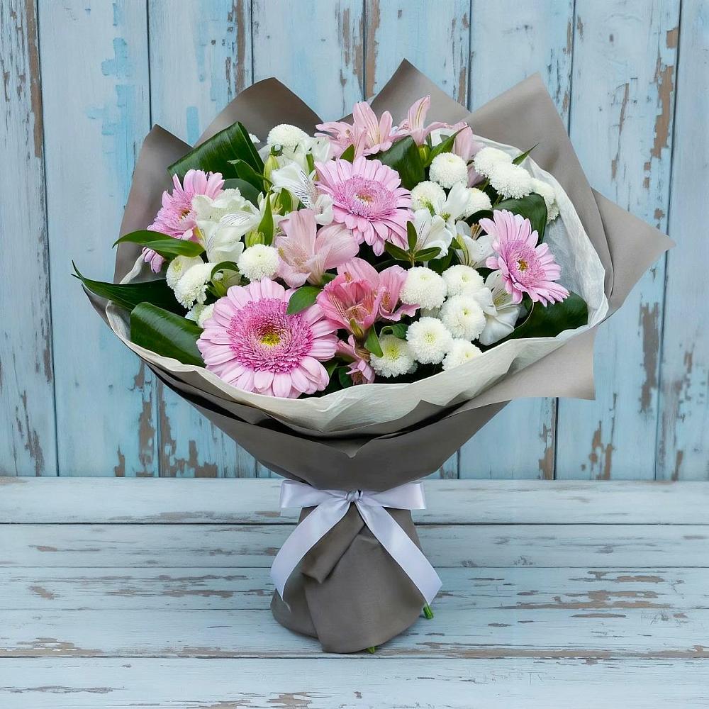 Букет цветов из: Герберы, Альстромерии и Хризантемы в Большая Глушица