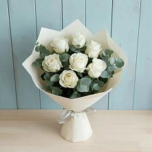 Букет Белые розы в Эвкалипте #REPLACE_PRED# Большая Глушица